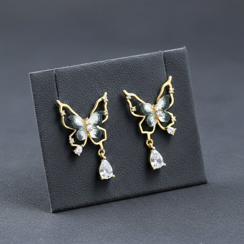 Butterfly Crystal Drop Earrings GWE -144