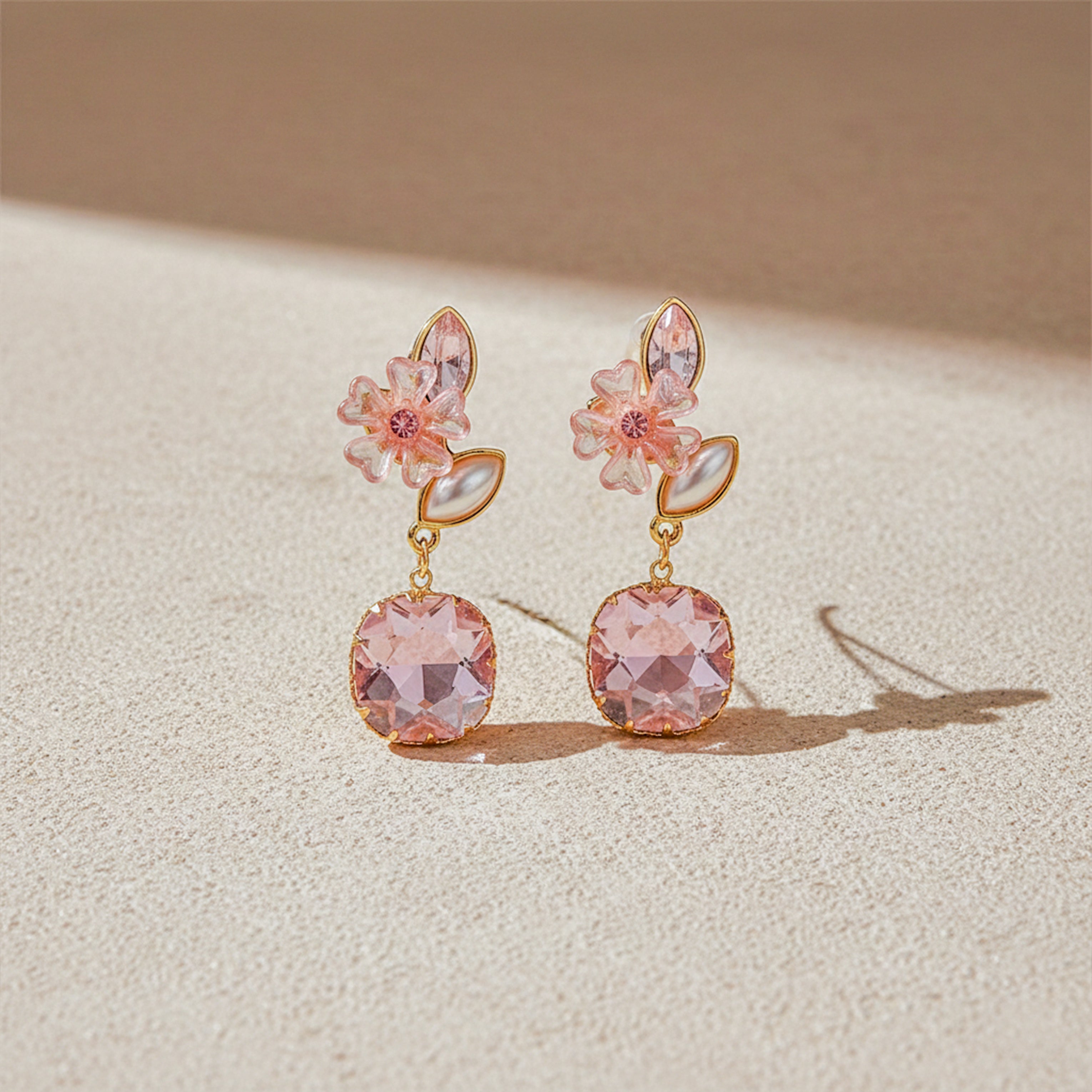 Blush Floral Crystal Earrings GWE -235