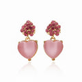 Pink Heart Crystal Earrings GWE -204