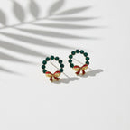 Emerald Wreath Bow Stud Earrings GWE -118