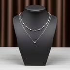 Silver Layered Heart & Spark Beaded Necklace GWN -64