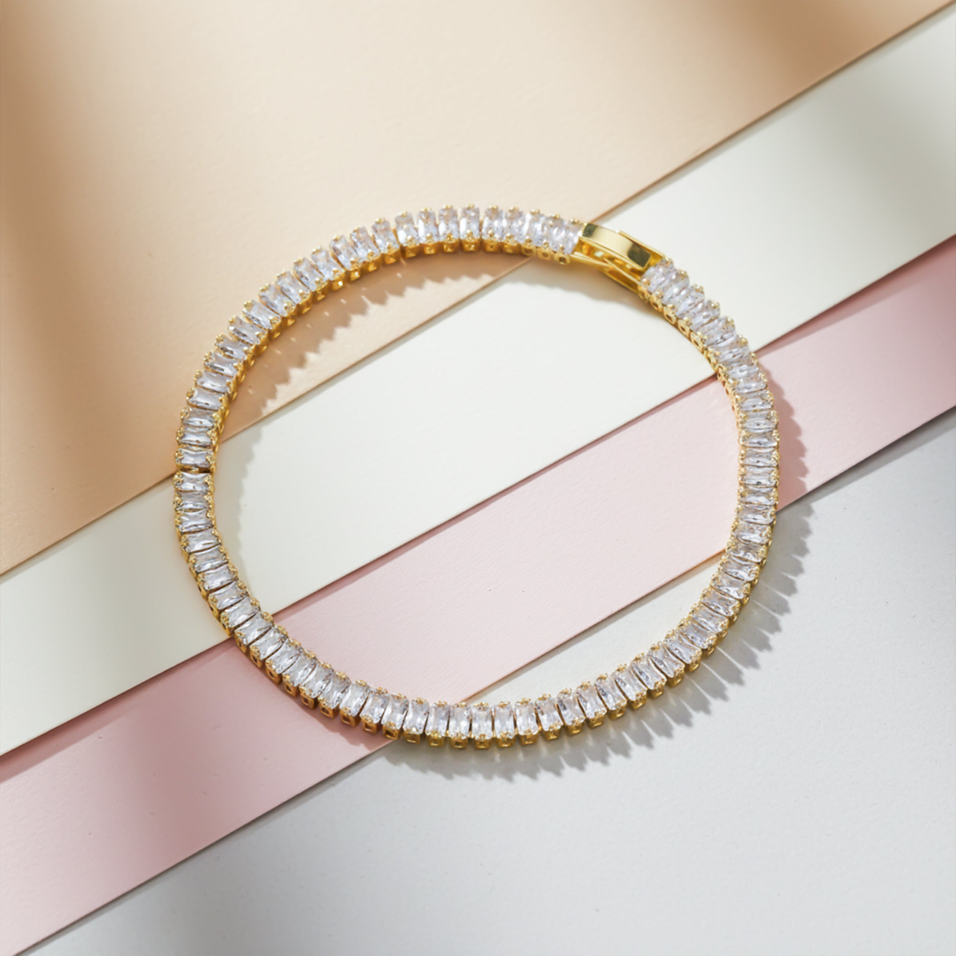 Luxury Gold Baguette Tennis Bracelet GWB -112