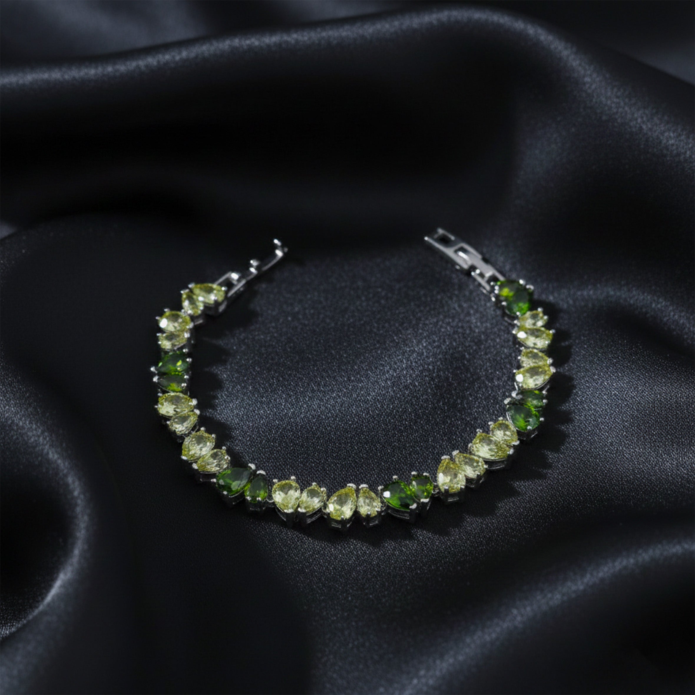 Silver Green Tennis Bracelet GWB -151