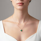 Emerald Heart Halo Pendant Necklace GWN -69