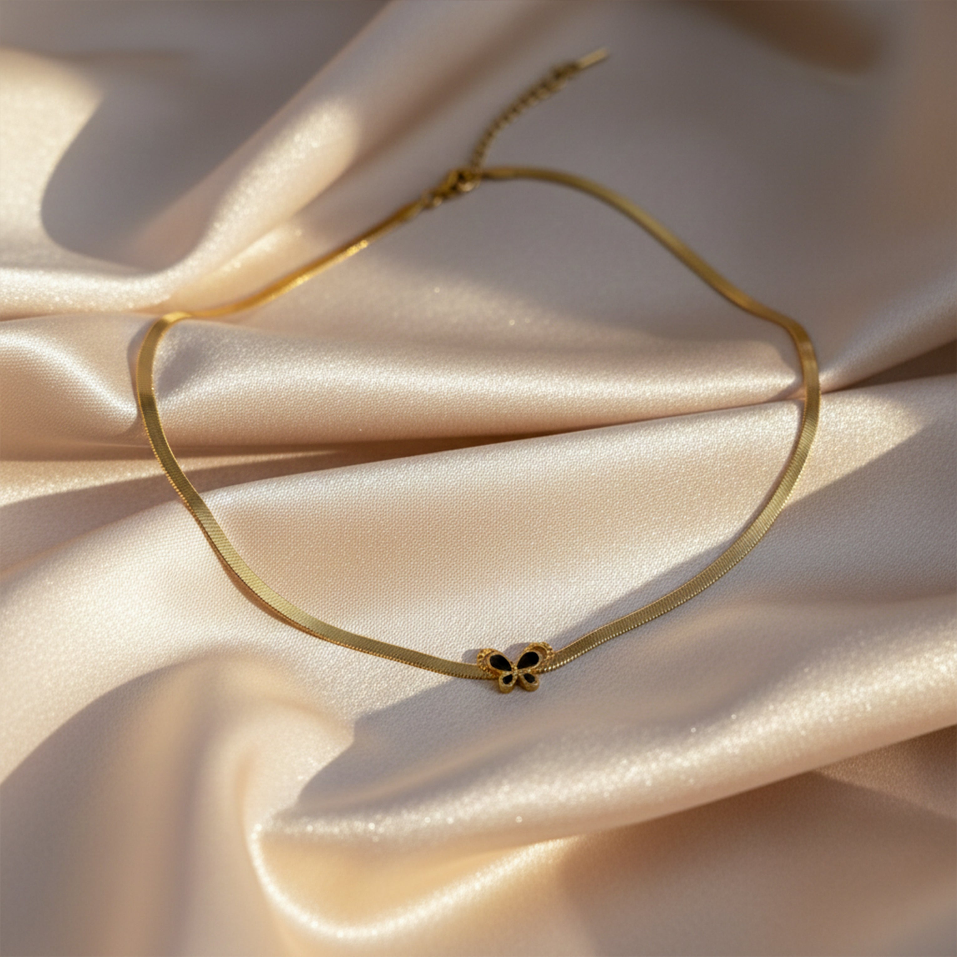 Gold Butterfly Choker Necklace GWN -72
