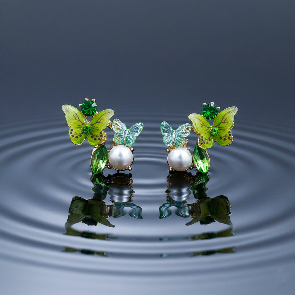 Green Butterfly Earrings -212