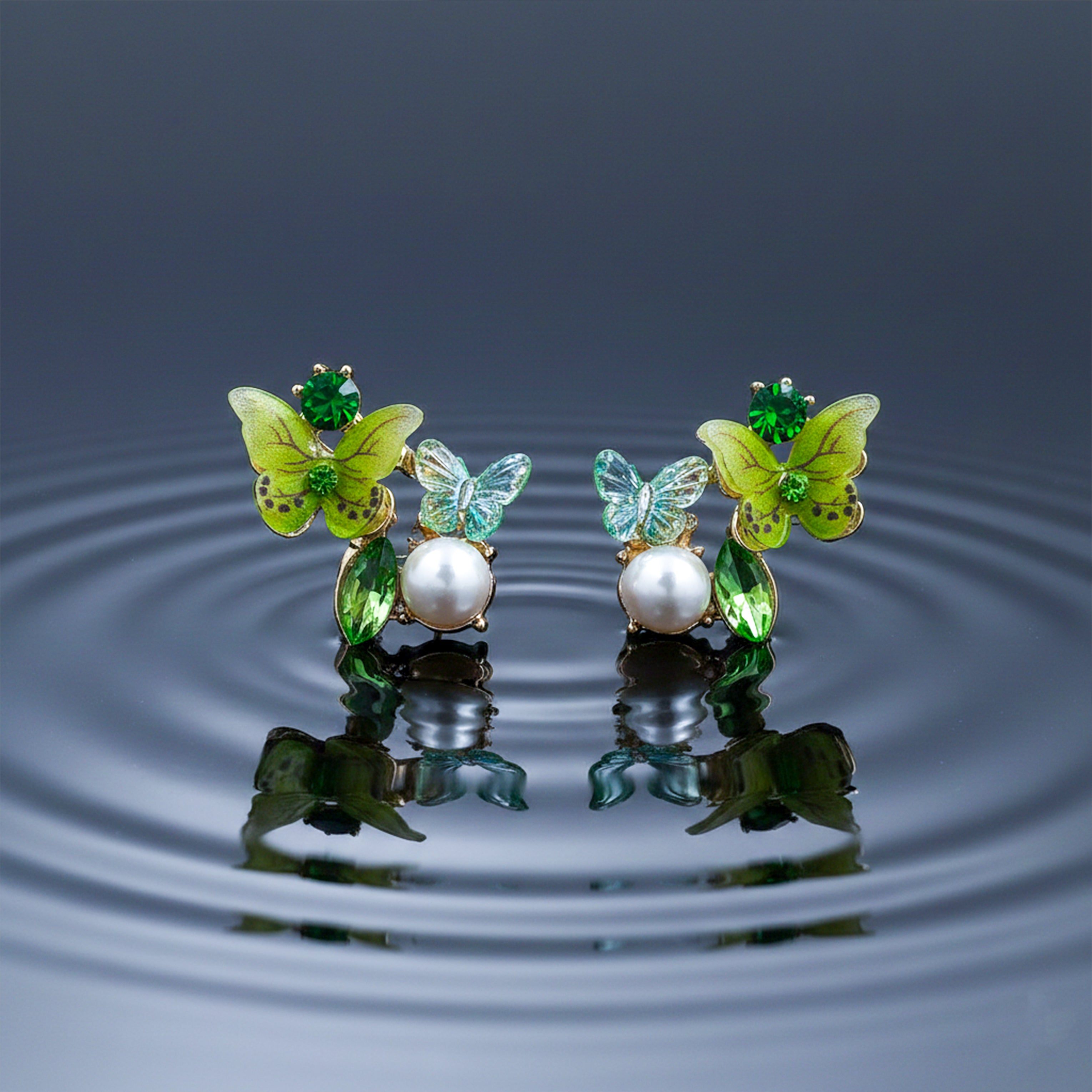 Green Butterfly Earrings -212