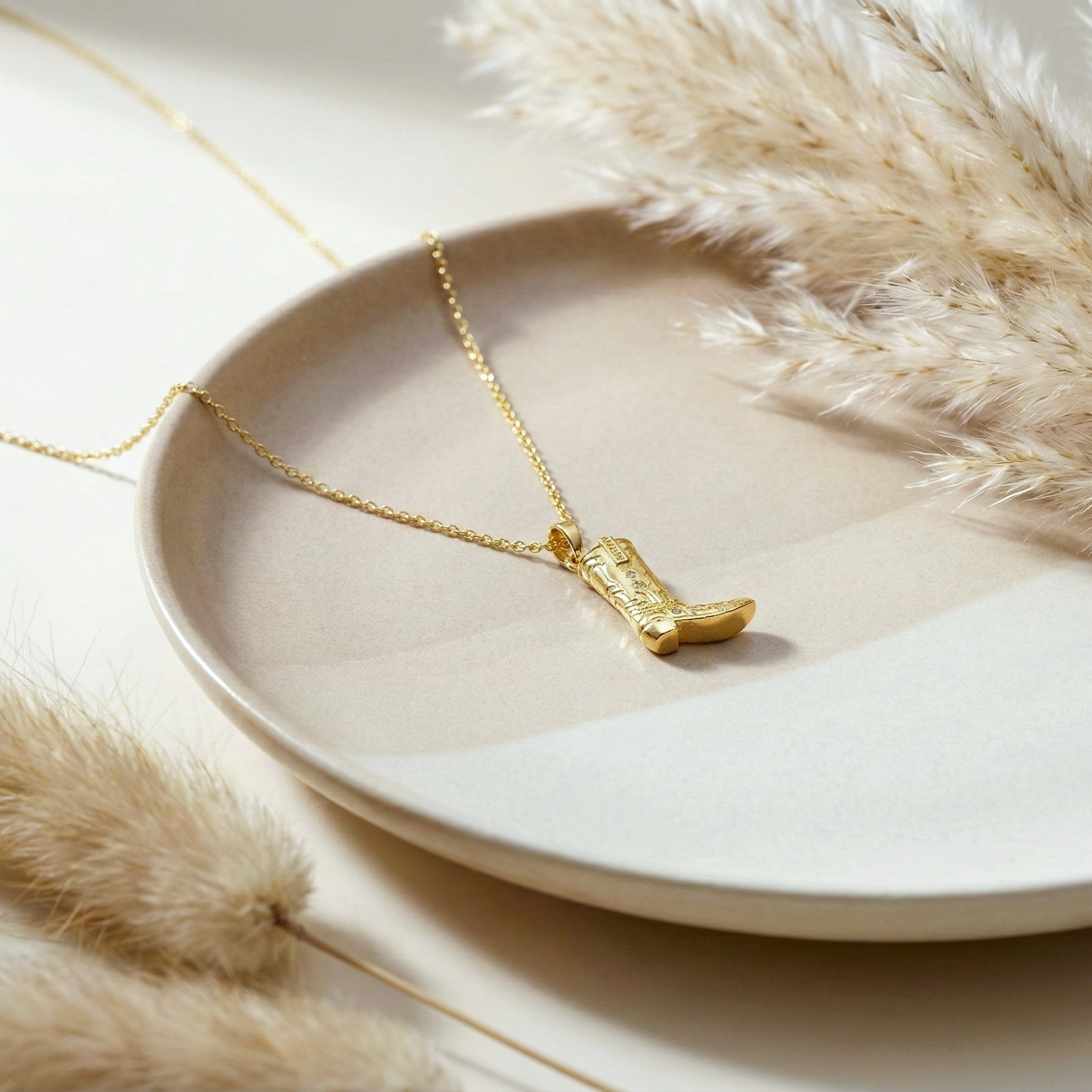 Gold Cowboy Boot Charm Women Necklace GWN -156