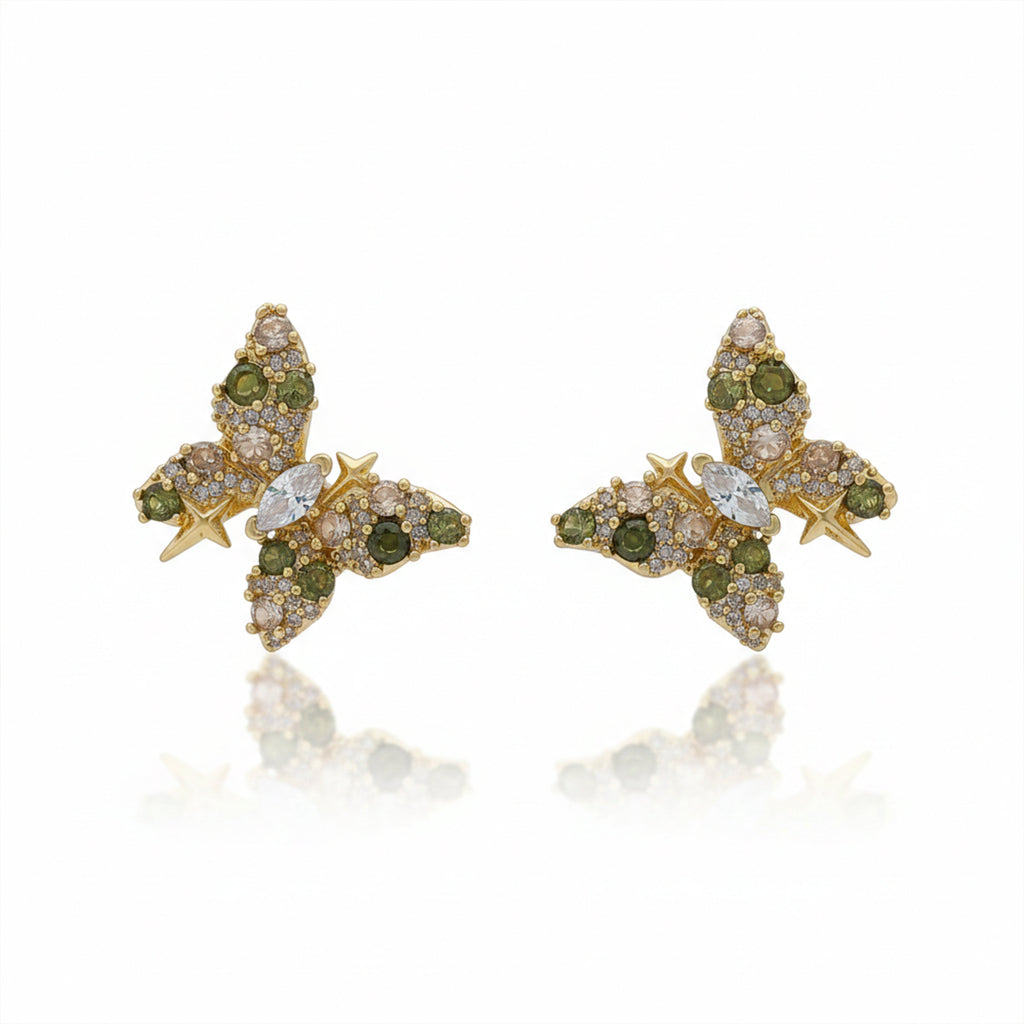 Multicolor Butterfly Crystal Stud Earrings GWE -146