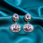 Lavender Floral Stone Drop Earrings GWE -244