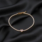 Pink Heart Tennis Bracelet GWB -98