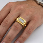 Men’s Gold-Tone Silver Accent Textured Ring GMR -30