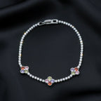 Multicolor Floral Accent Tennis Bracelet GWB -135