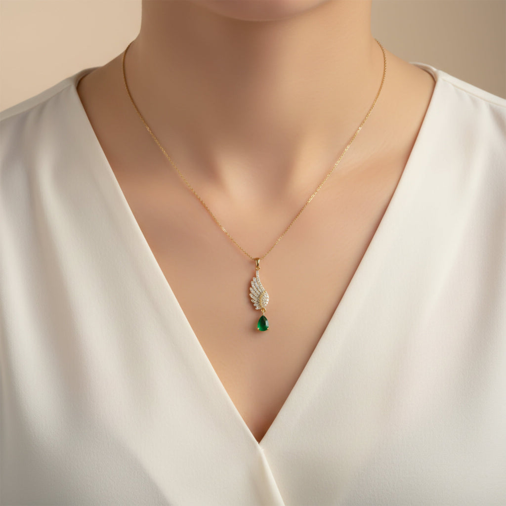 Wing Drop Pendant Necklace GWN -116