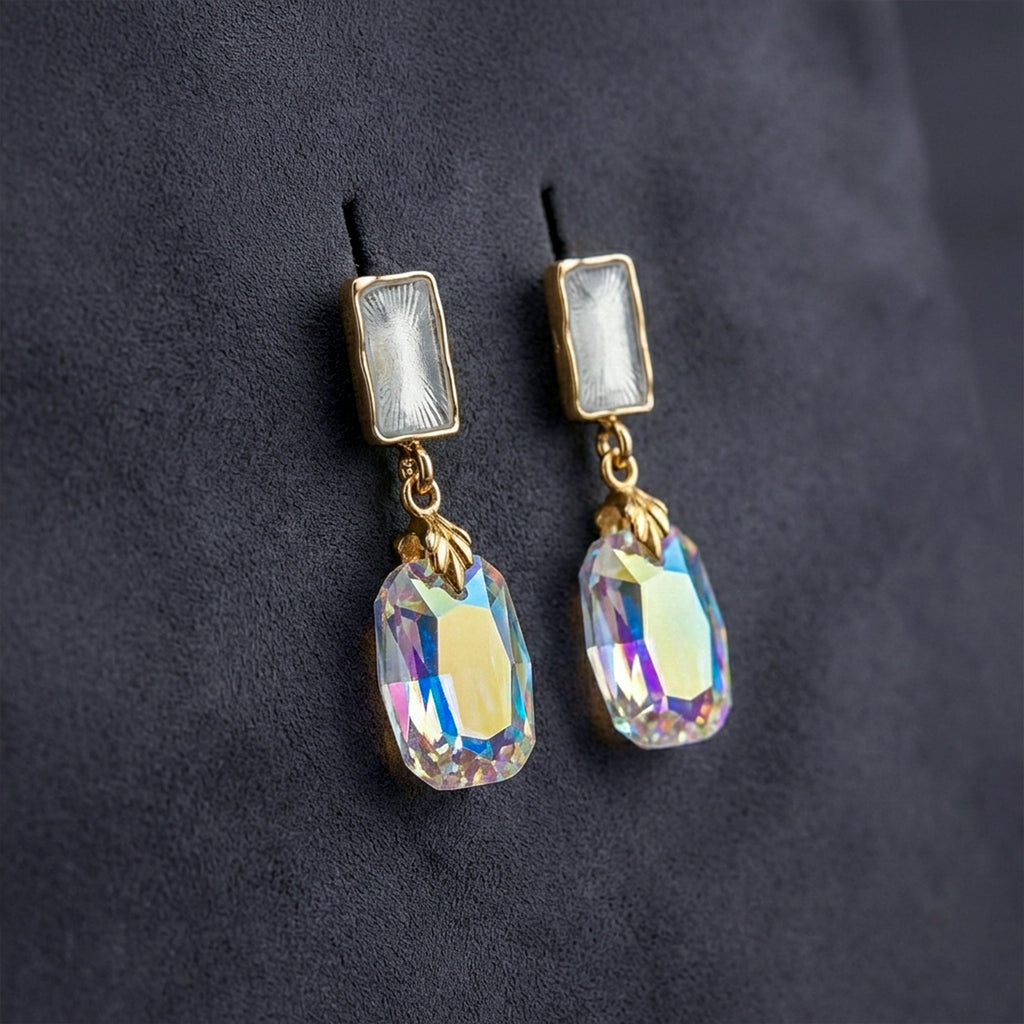 Iridescent Crystal Drop Earrings GWE -174