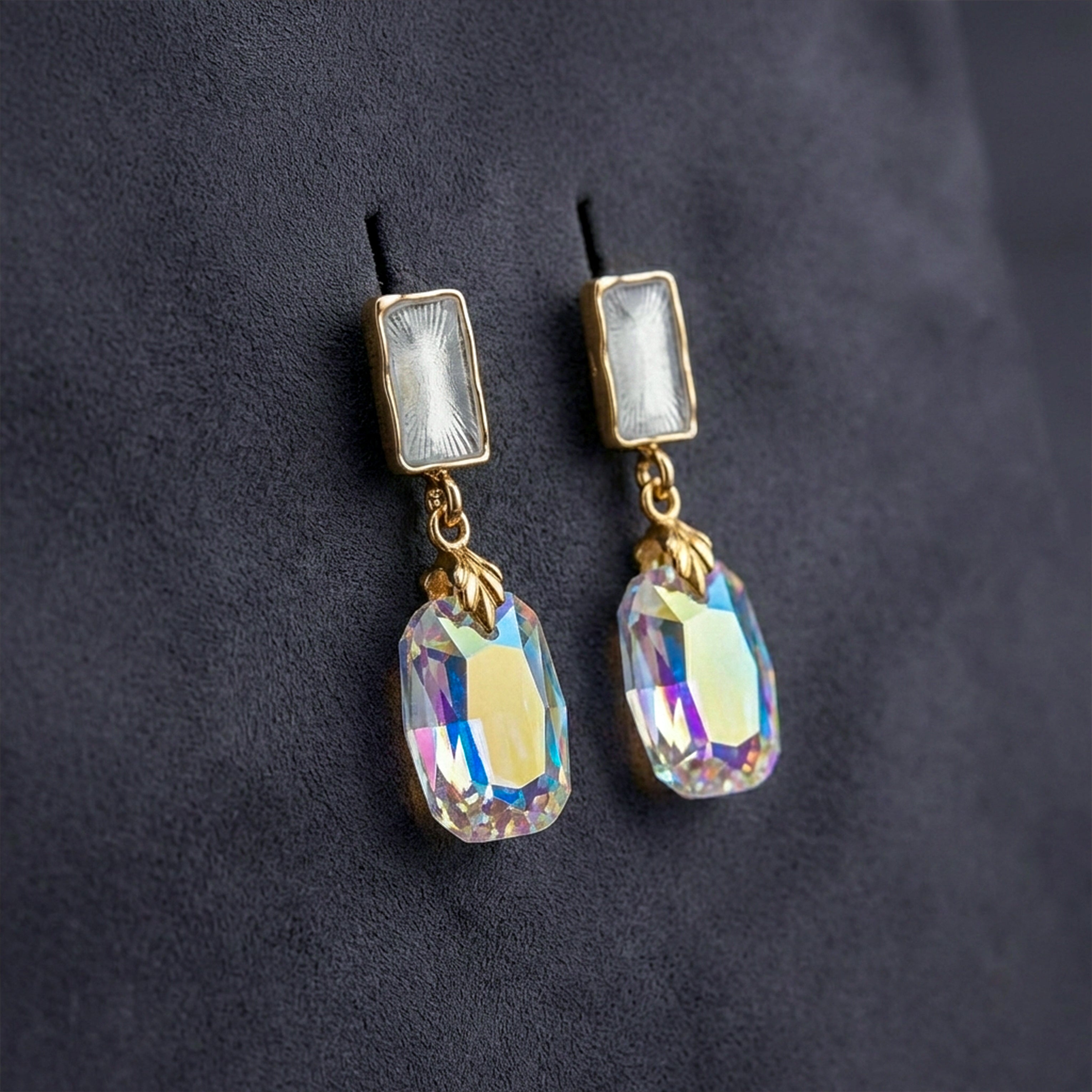 Iridescent Crystal Drop Earrings GWE -174