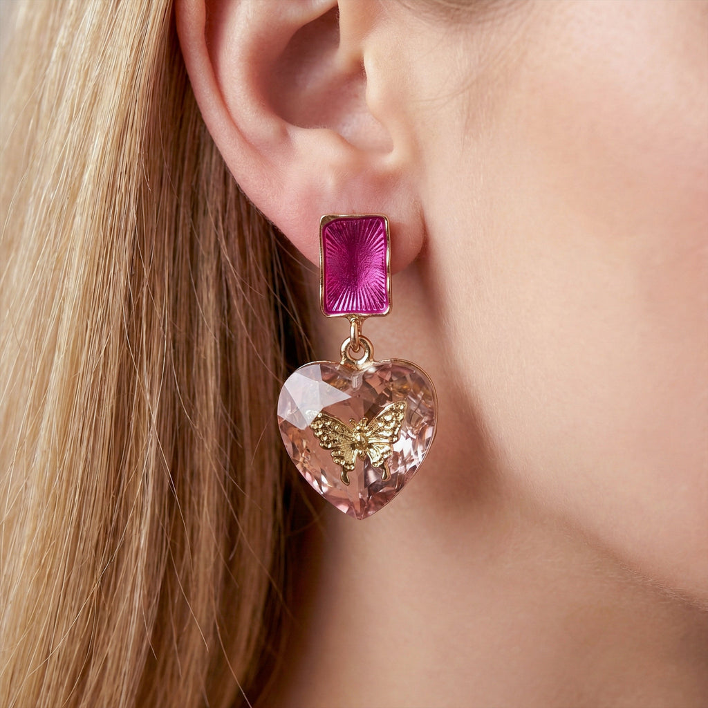 Purple & Heart, Butterfly Earrings GWE -216
