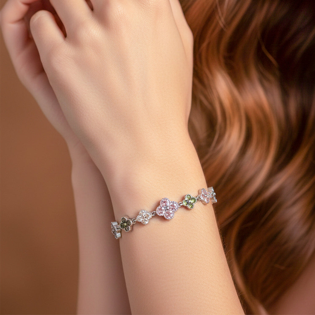 Multicolor Floral Tennis Bracelet GWB -131