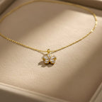Dainty Gold Crystal Flower Women Necklace GWN -135
