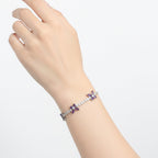 Purple Floral Accent Tennis Bracelet GWB -134
