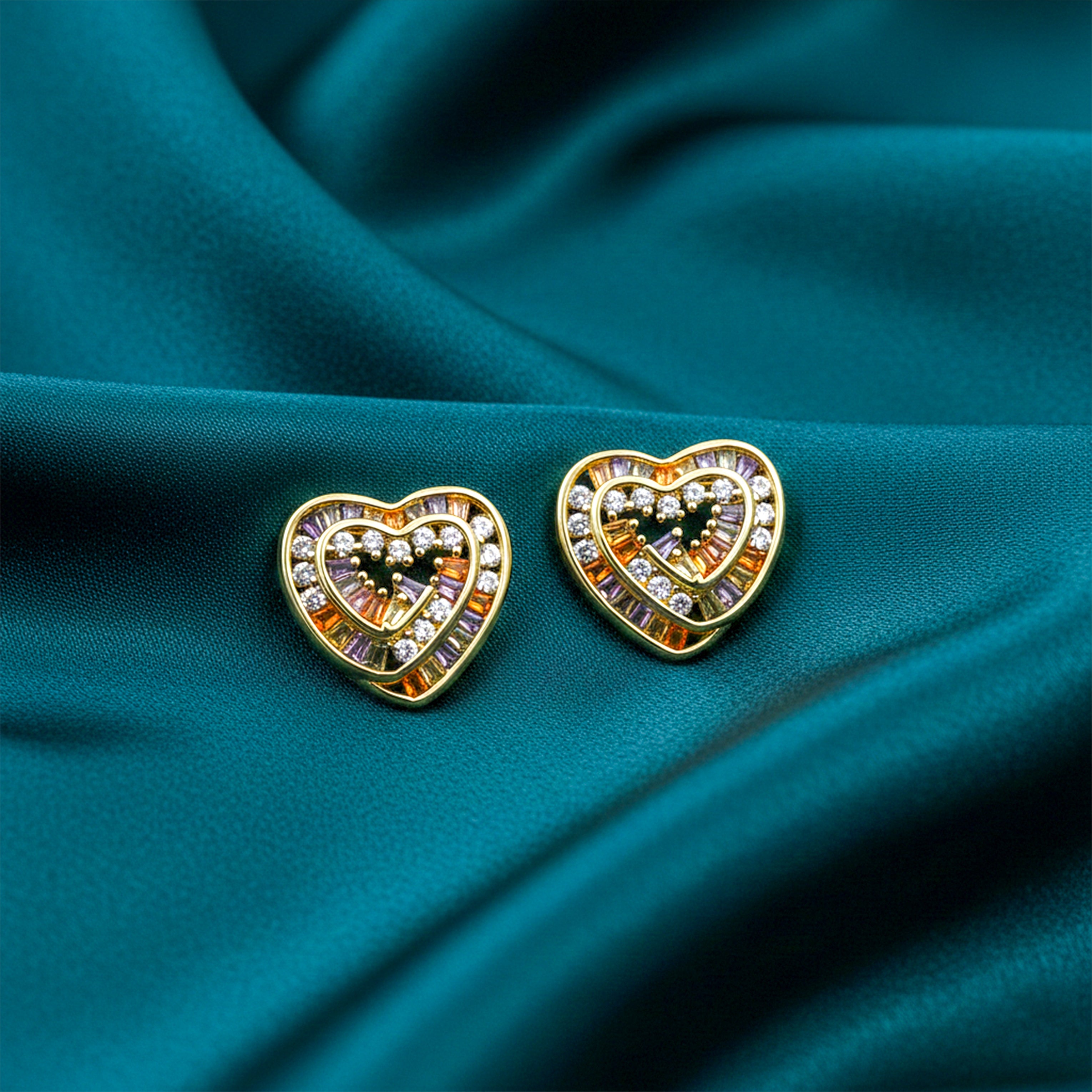 Multicolo Heart Stud Earrings GWE -123