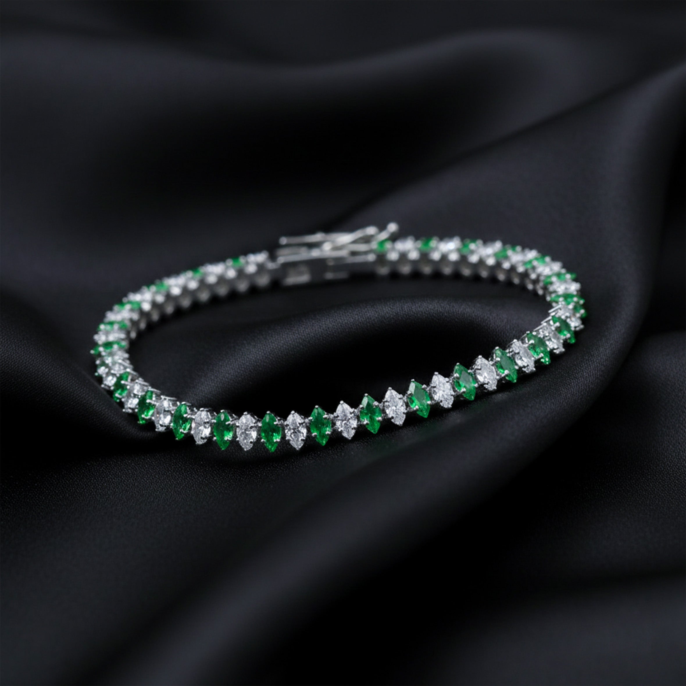 Emerald Alternating Marquise Tennis Bracelet GWB -123