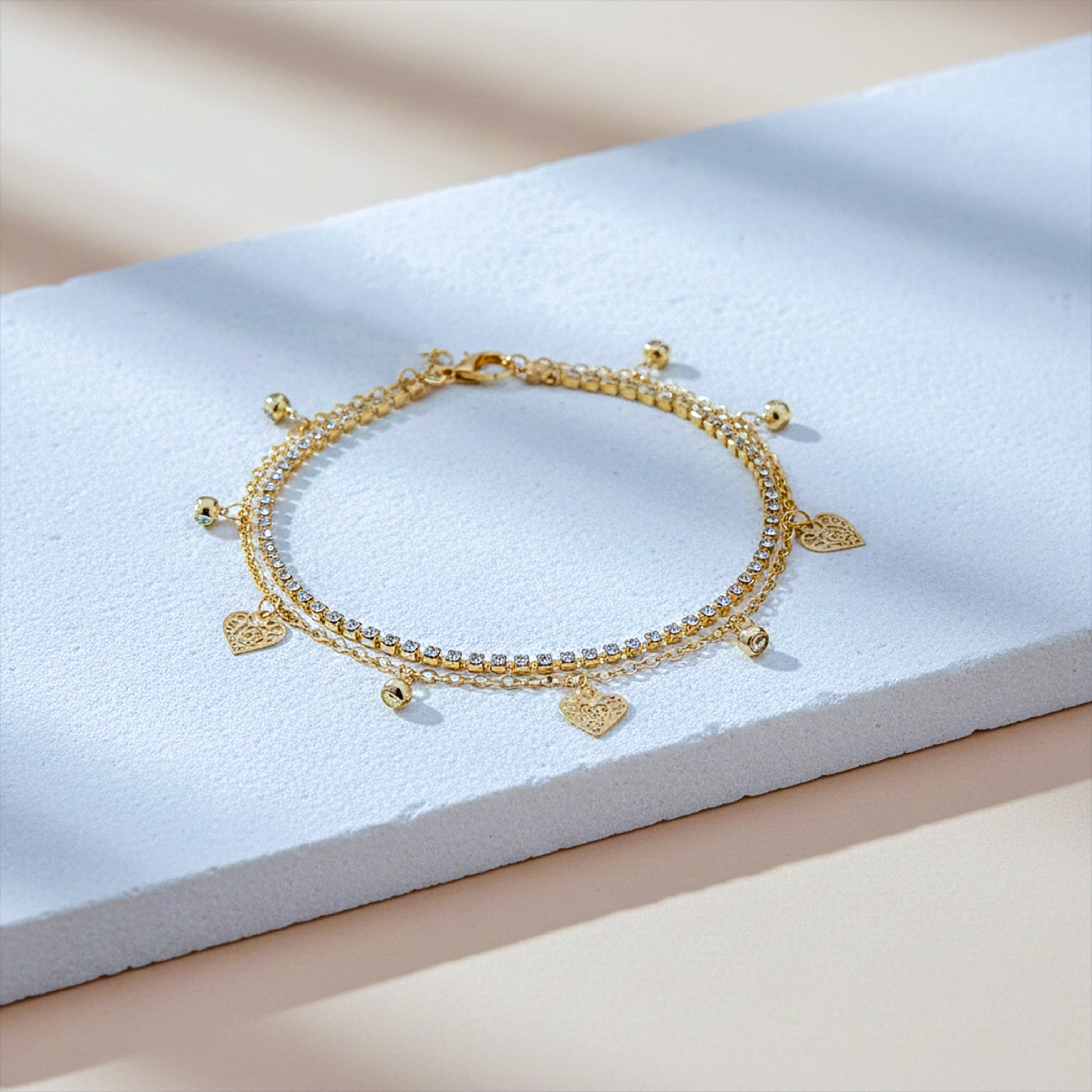 Heart Layered Anklet GWA -38
