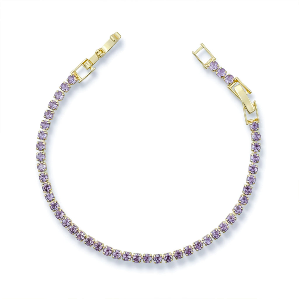 Golden Lavender Crystal Tennis Bracelet GWB -55