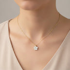 White Floral Charm Pendant Necklace GWN -126