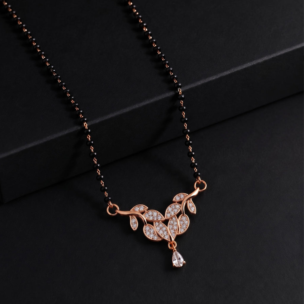 Rose Gold Floral Drop Mangalsutra GM -55