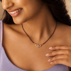 Rose Gold Black Beaded Mangalsutra GM -60