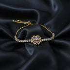 Gold Floral Adjustable Tennis Bracelet GWB -109