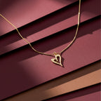 Golden Open Heart Charm Necklace GWN -62