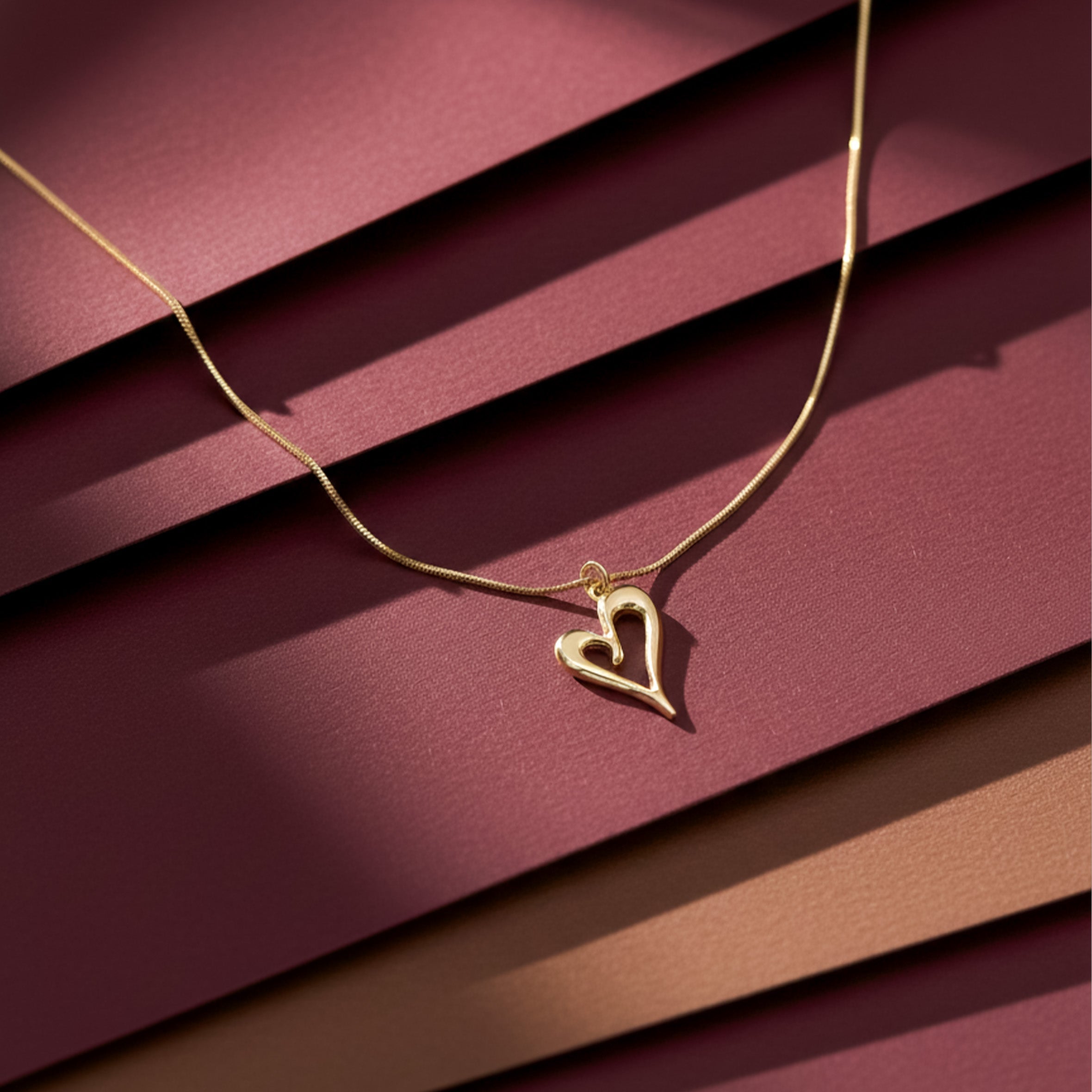 Golden Open Heart Charm Necklace GWN -62