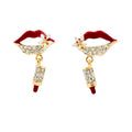 Red Lips Crystal Drop Earrings GWE -98
