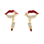 Red Lips Crystal Drop Earrings GWE -98