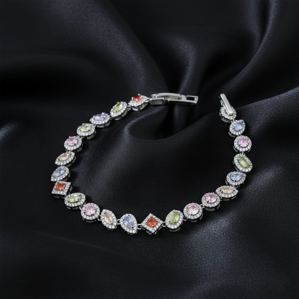 Pastel Multicolor Halo Tennis Bracelet GWB -136