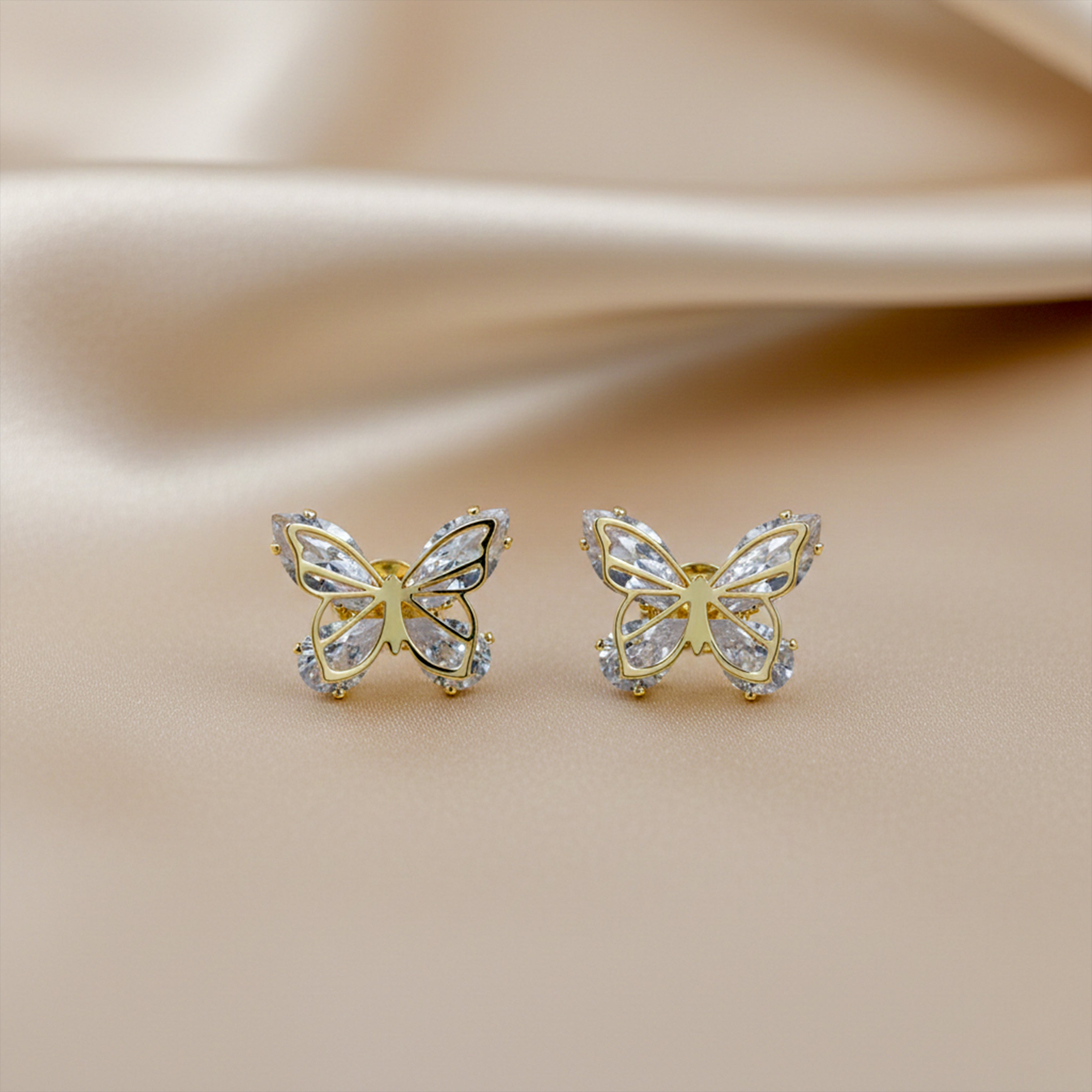 Elegant Butterfly Crystal Stud Earrings GWE -130