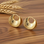 Waves  Gold Hoops Women Earring GWE -4