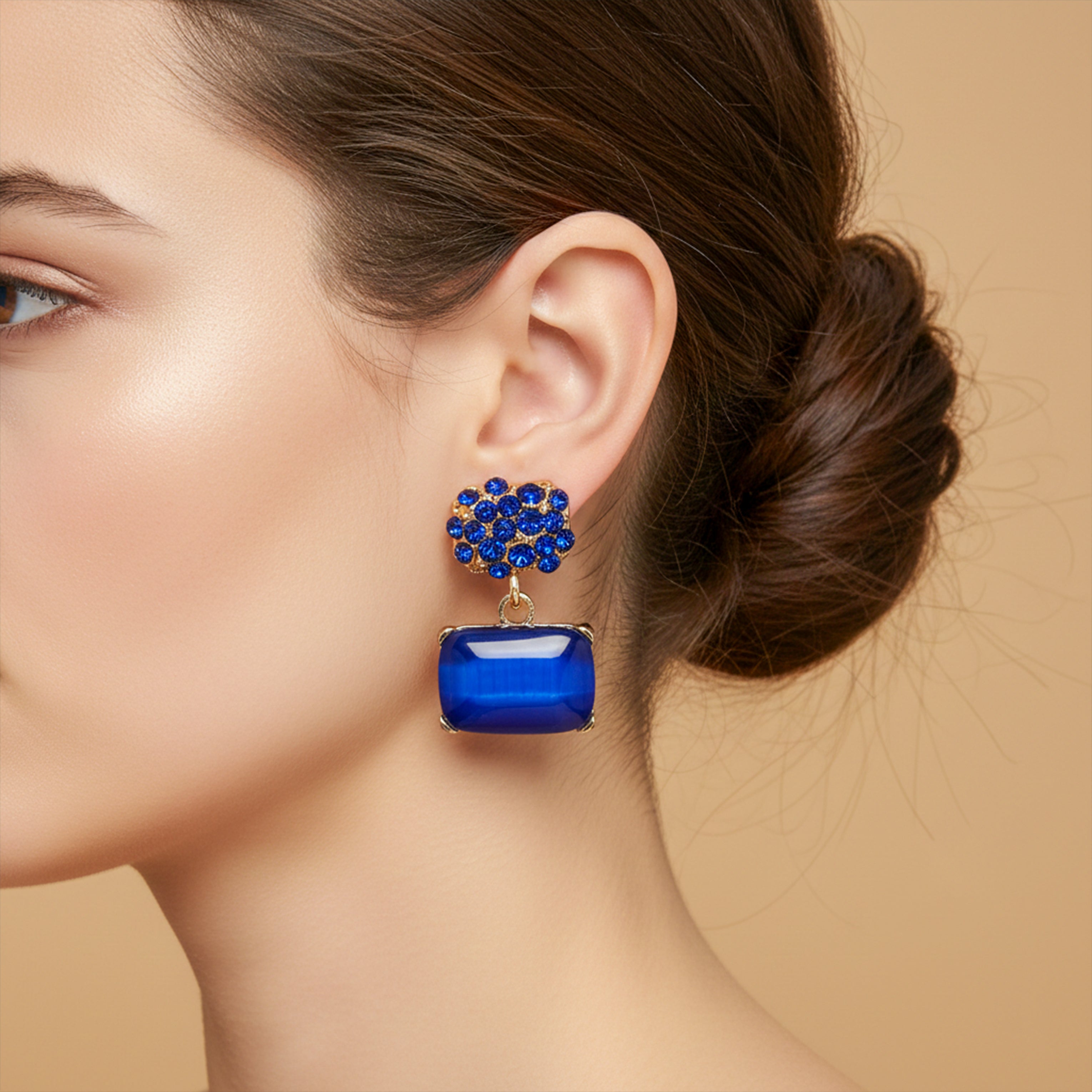 Royal Blue Crystal Earrings GWE-224