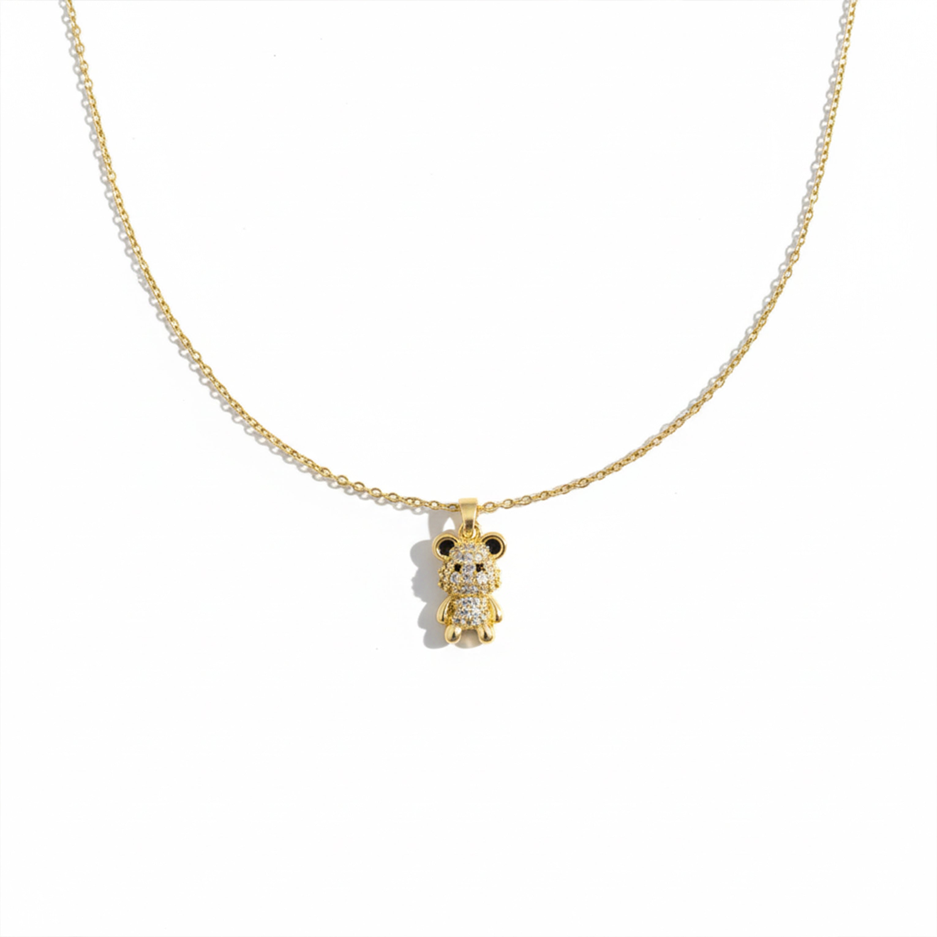 Golden Teddy Bear Pendant Necklace with Crystal Detailing GWN -80
