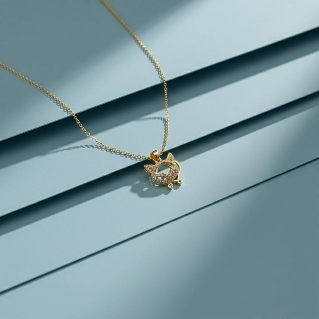 Sparkling Golden Fox Pendant Women Necklace GWN -122