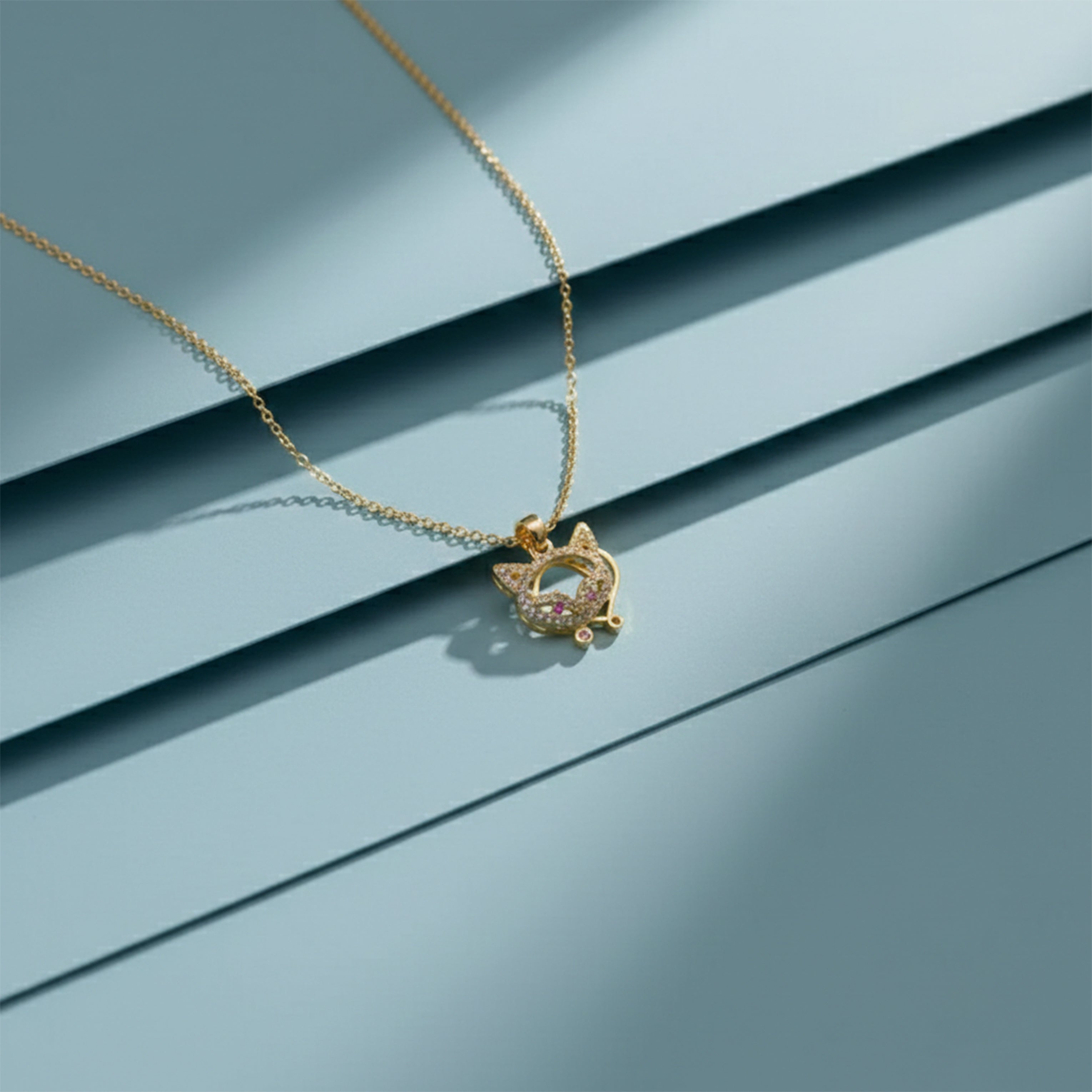 Sparkling Golden Fox Pendant Women Necklace GWN -122