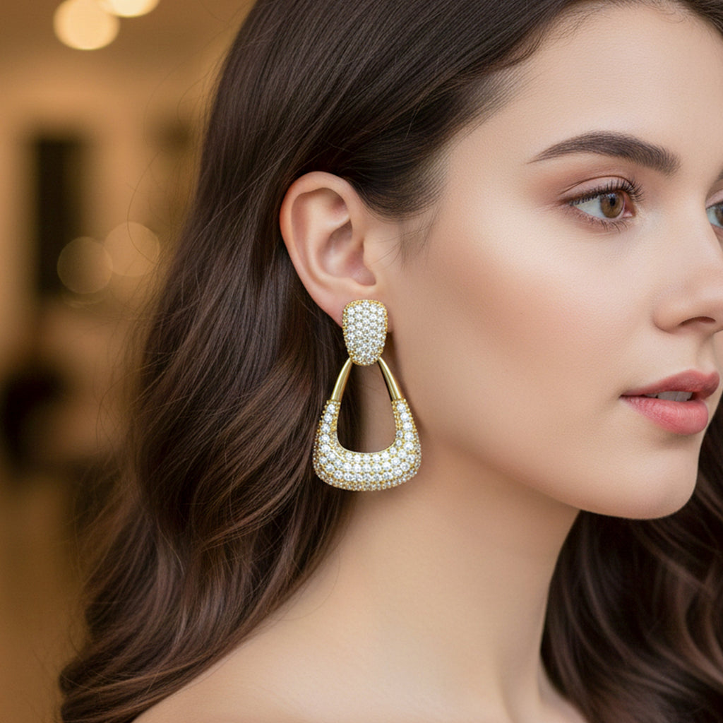 Gold Tone Crystal Earrings GWE -135