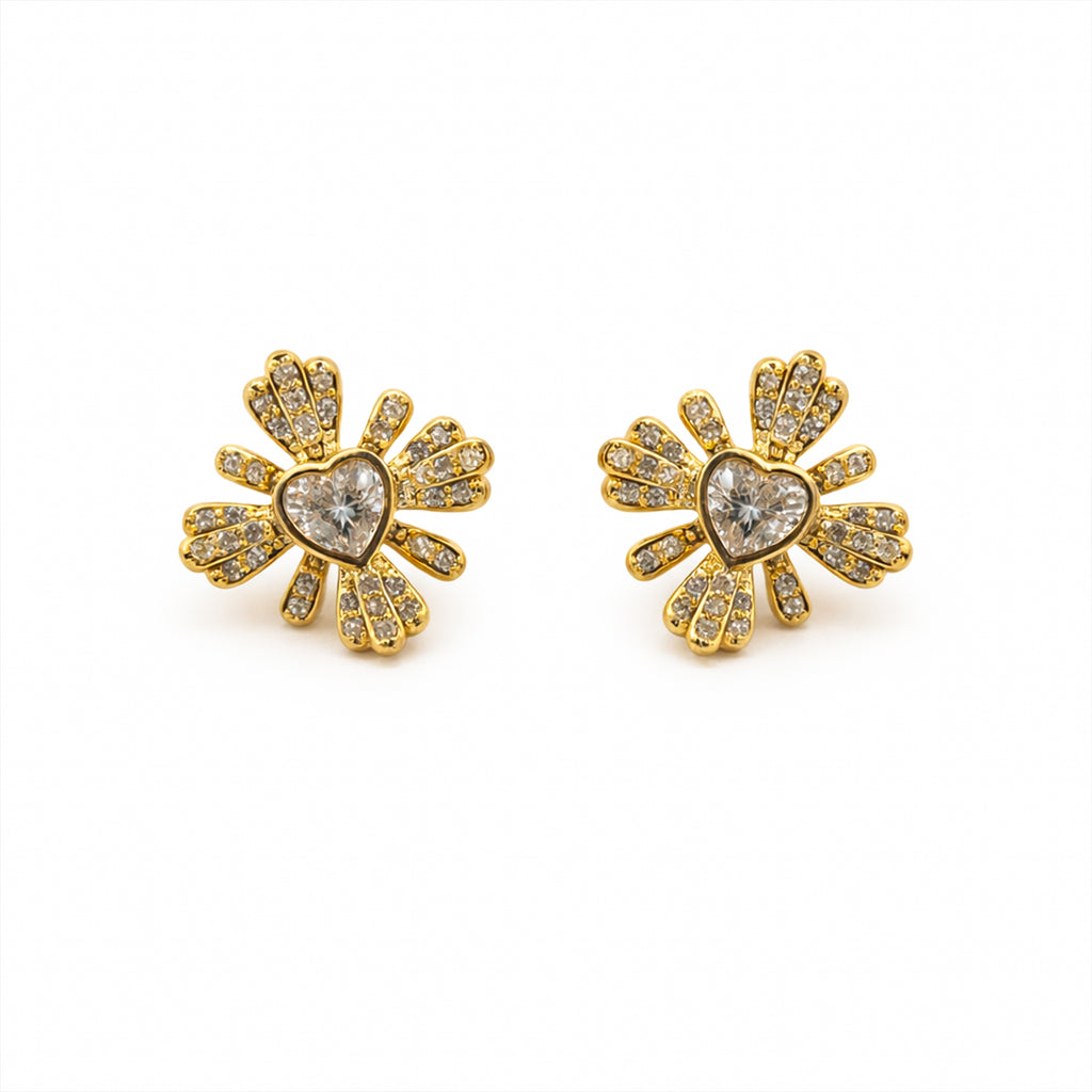Heart Bloom Stud Earrings GWE -105