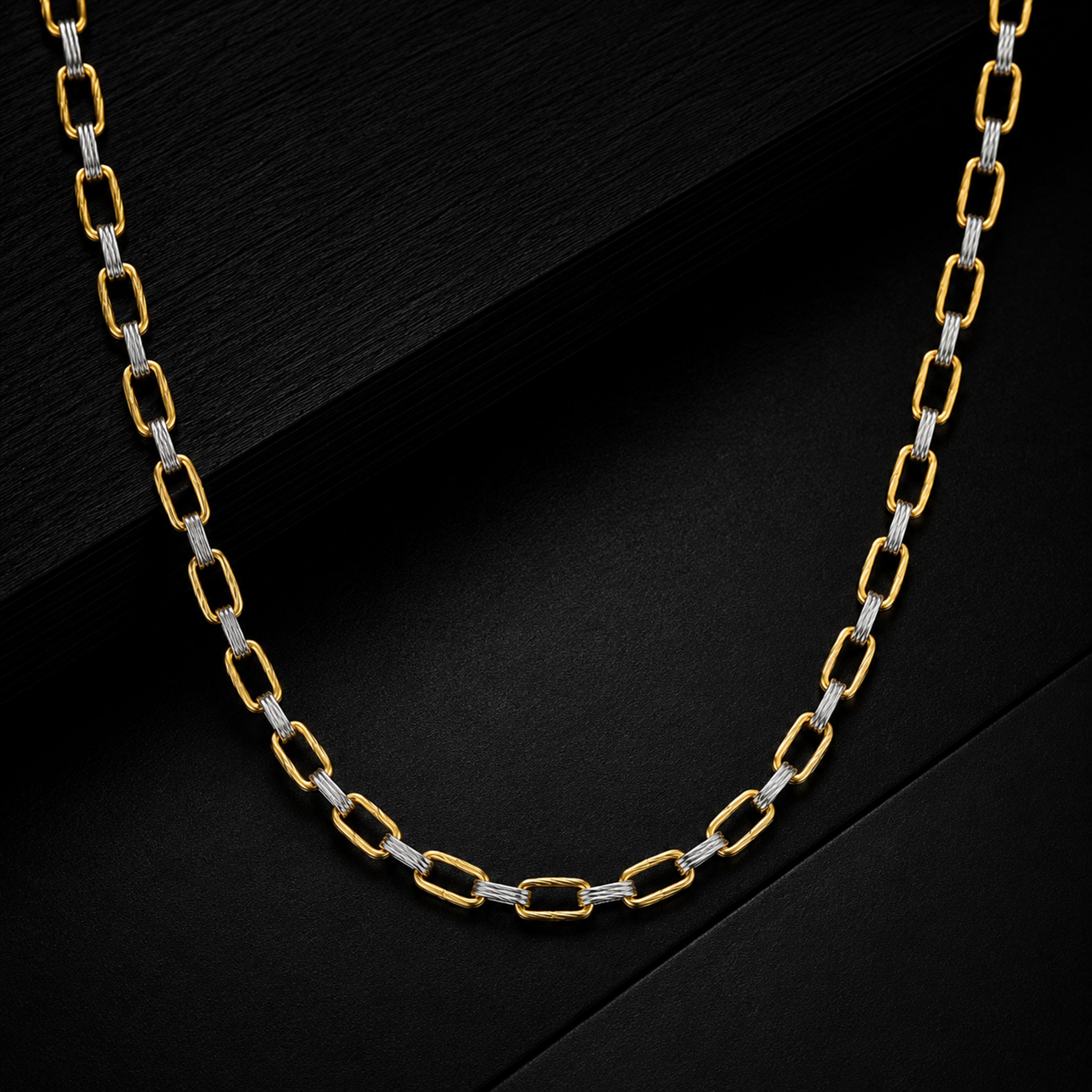 Men’s Gold & Silver Rectangular Link Chain GMC -15