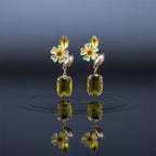 Yellow Floral Crystal Earrings GWE -245