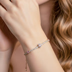 Gold Pink Halo Tennis Bracelet GWB -105