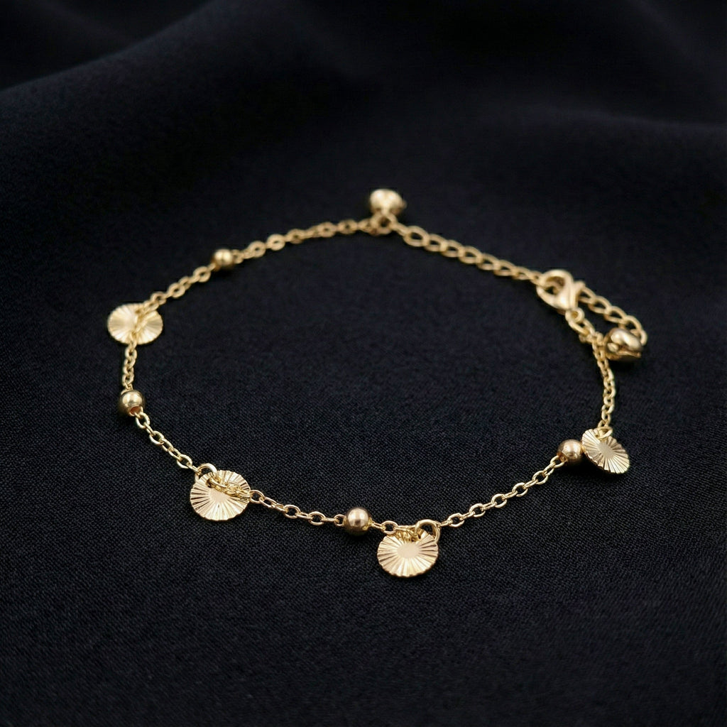 Gold Sun Disc Charm Anklet GWA -50