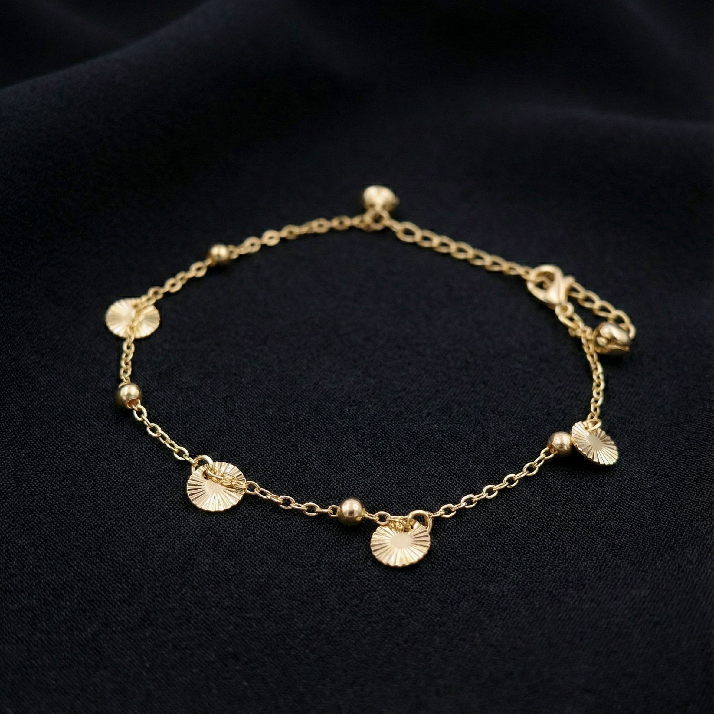Gold Sun Disc Charm Anklet GWA -50